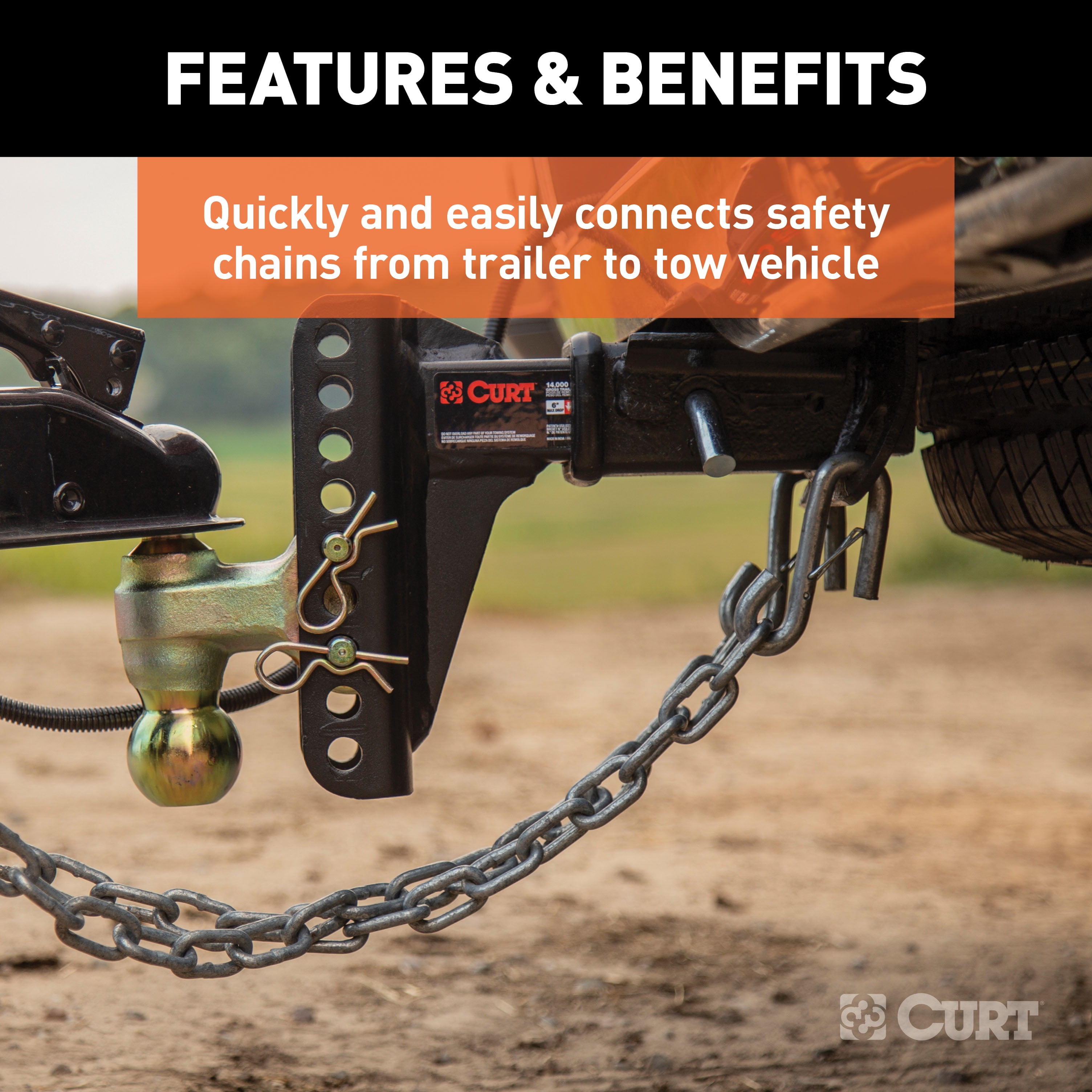 CURT 81820 7/16-Inch Certified Trailer Safety Chain S-Hook with