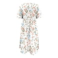 thumbnail image 4 of Ruyang Summer Casual Long Dresses Women's Short Sleeve A-Line Midi Dresses Casual Floral T-Shirt Dress Flowy Beach Sundress with Pockets, 4 of 5