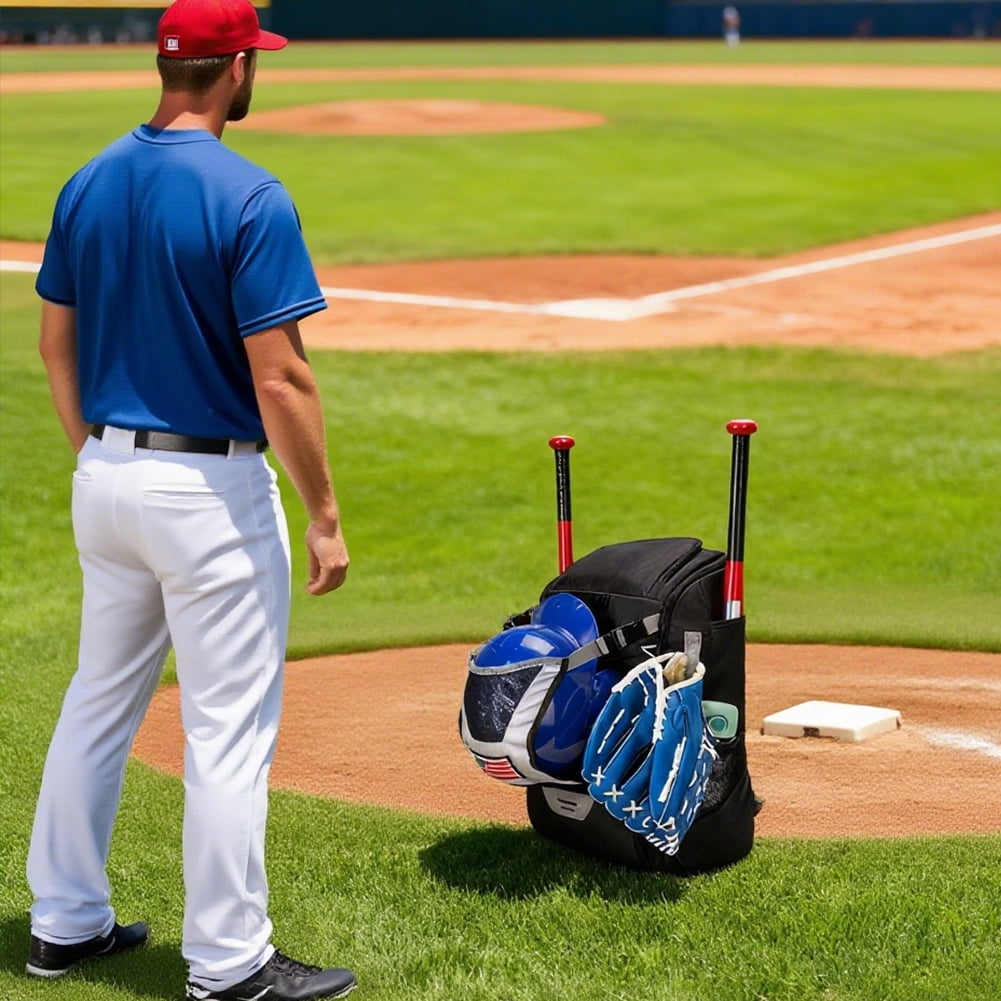 Yucurem Large Capacity Baseball Backpack with Shoe Compartment for Youth Adults, Lightweight Baseball Bag with Fence Hook for T-Ball Gear, Helmet, Glove (43L)