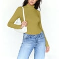 thumbnail image 4 of Gkeoshab Womens Tops Women's High Neck Cowl Neck Long Sleeve T-Shirt Cotton Layering Top for Everyday Wear Gold M, 4 of 7