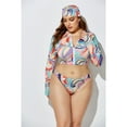 thumbnail image 4 of Ensemble Bikini String Taille Haute à Manches Longues avec Fermeture Éclair pour Femmes 3 Pcs, 4 of 6