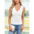 thumbnail image 6 of Womens Summer Casual V Neck Sleeveless Workout Tank Tops White S, 6 of 9