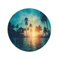 thumbnail image 2 of KDAGR 60 inch Round Beach Towel Blanket Twilight on Tropical Beach Silhouettes of Palm Trees Reflections Travel Circle Circular Towels Mat Tapestry Beach Throw, 2 of 2