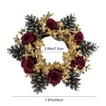 thumbnail image 3 of Ankereame Christmas Candle Ring Wreath - 2 Pack Holiday Centerpiece with Artificial Roses & Pinecones, Festive Home Mantel Table Decor, 3 of 6