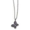 thumbnail image 1 of Stainless Steel Purple Crystals Butterfly Pendant 22 Inch Cable Chain Necklace Charm Insect Arachnid, 1 of 7