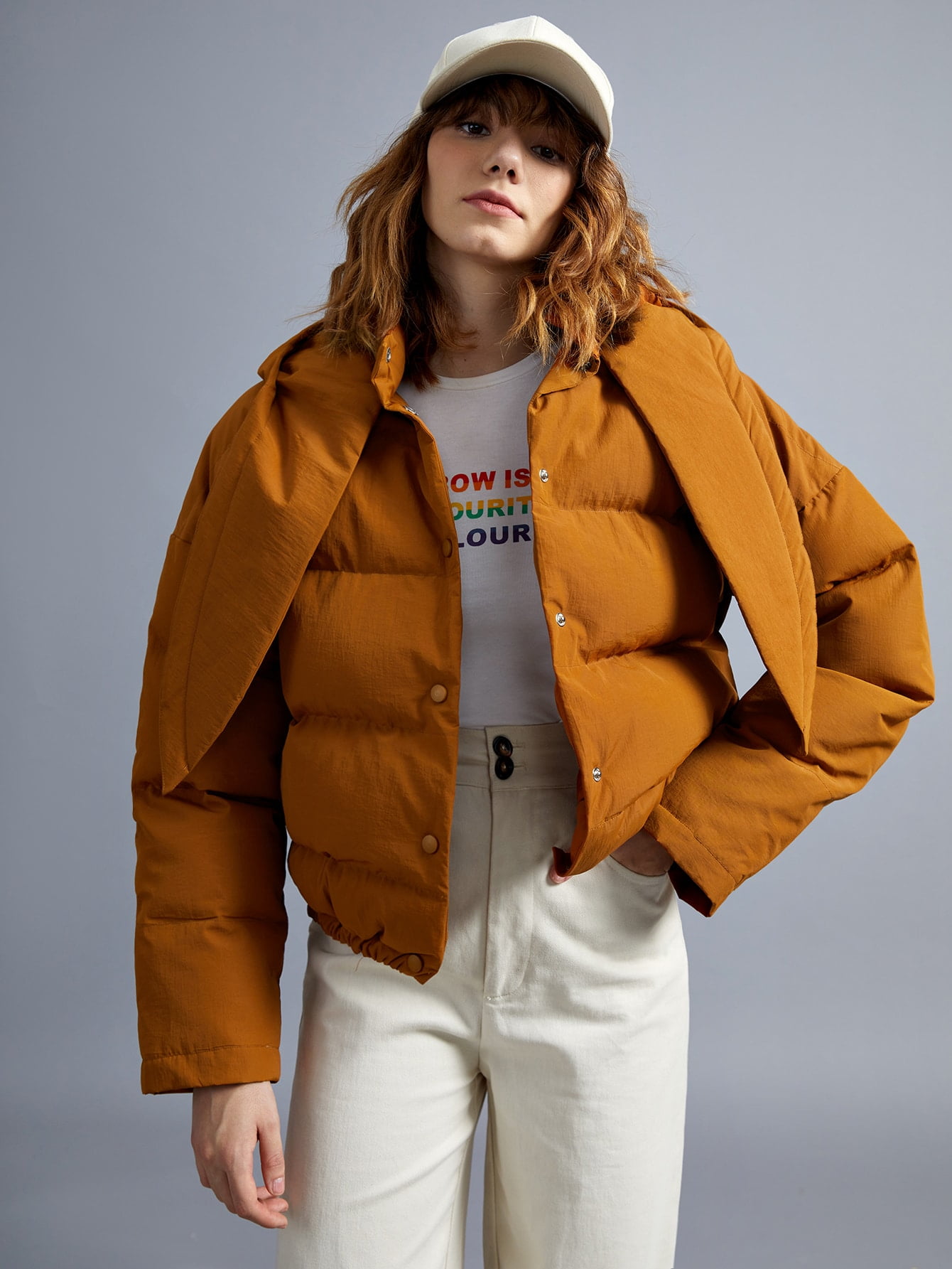 Front Hooded Puffer Coat 