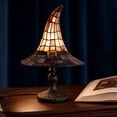 thumbnail image 6 of New Stained Glass Witch Hat Lamp - Handcrafted Retro Crackr Resin Witch Lamp, USB Powered Gothic Wizard Hats Night Light barrl, Halloween Decor Accent Lamps for Bedroom & Bookshelf, 6 of 6