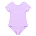 thumbnail image 2 of Alvivi Girls Team Basic Short Sleeve Gymnastic Leotard with Chiffon Wrap Skirt Ballet Dance Dress Ballroom Dancing Outfit Lavender 12-14, 2 of 7