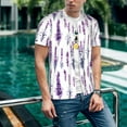 thumbnail image 6 of Zufioo Lavender Flowers Print Men's Baseball Short Sleeve, Moisture Wicking Button-Down Hip Hop Tee-Small, 6 of 7