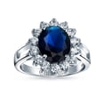 thumbnail image 3 of Bling Jewelry Womens Classic 5CT Royal Blue CZ Crown Halo Oval Engagement Ring Sterling Silver, 3 of 6