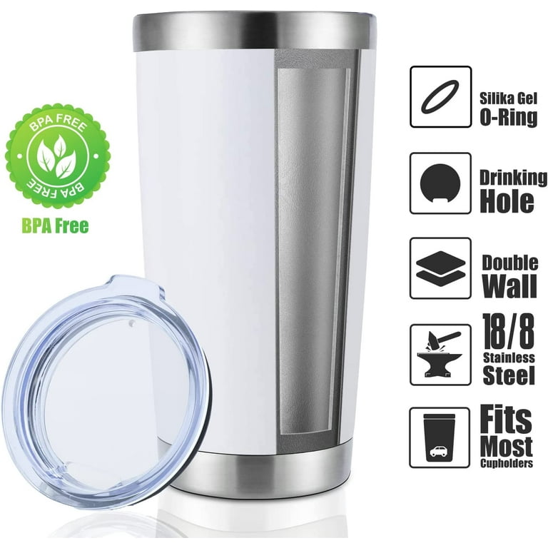 DOMICARE 20oz Tumbler with Lid Stainless Steel Tumblers Bulk, Double Wall  Vacuum Insulated Coffee Travel Mug Powder Coated Tumbler, 12 Pack White -  Yahoo Shopping