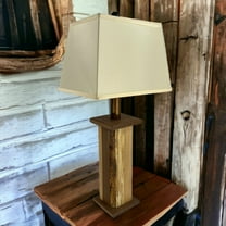 Rustic Farmhouse Battery-Powered Live Edge Wood LED Table Lamp, 28" Tall, 3 Stage Dimmer, 4 hr Auto-off Timer