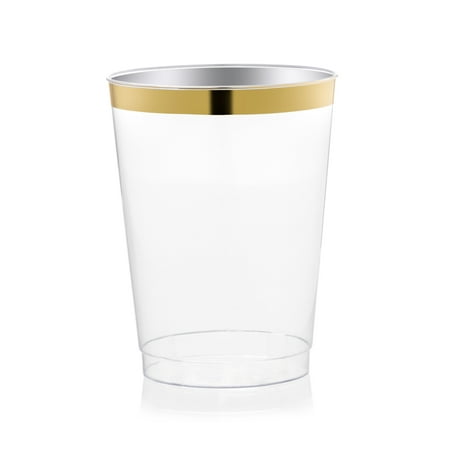 Host & Porter Gold Rim Plastic Cups, 10oz, 25