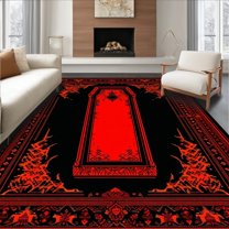 Flatwoven High Traffic Area Rug, Chic Gothic Trellis Ornamentation, Non Slip, Stain Resistant, Washable Area Rugs for Living Room, Bedroom(Red, 5X7)