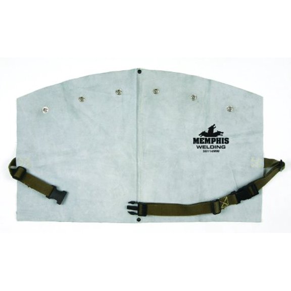 MCR Safety 38114MW 14-Inch Memphis Split Cow Leather Welding Bib with Snaps to Fit Cape Sleeve Gray