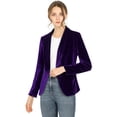 thumbnail image 1 of Abrigo De Oficina Para Mujer Chaqueta De Terciopelo Con Botones Y Cuello Chal Sólido Morado oscuro XL, 1 of 7