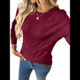 thumbnail image 2 of Suéter de Punto Suave para Mujer, Top Informal Elegante de Otoño Vino Tinto S, 2 of 8