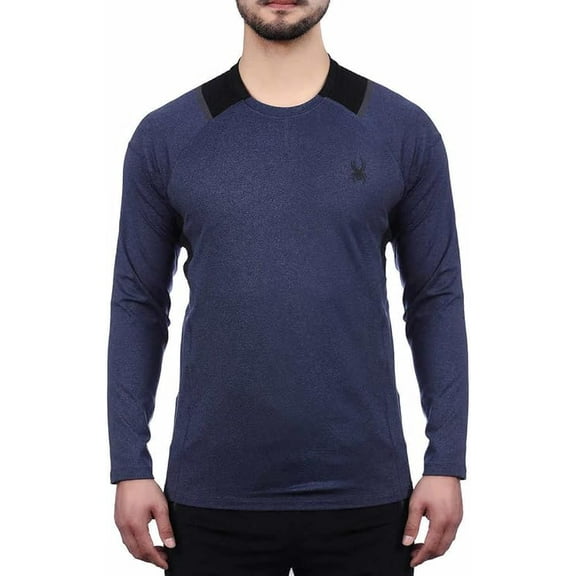 Spyder Mens Active Midweight Long Sleeve Baselayer Shirt Tee T-Shirt (Dust Navy Heather, X-Large)