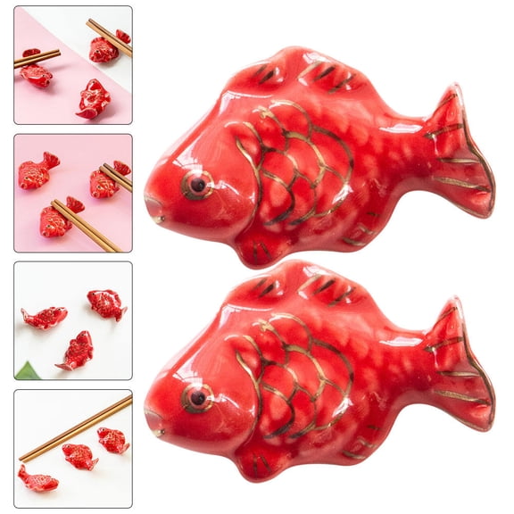 2pcs Red Ceramic Fish Chopstick Rest Porcelain Holder Rack for Chopsticks Spoon Fork Tableware Decor