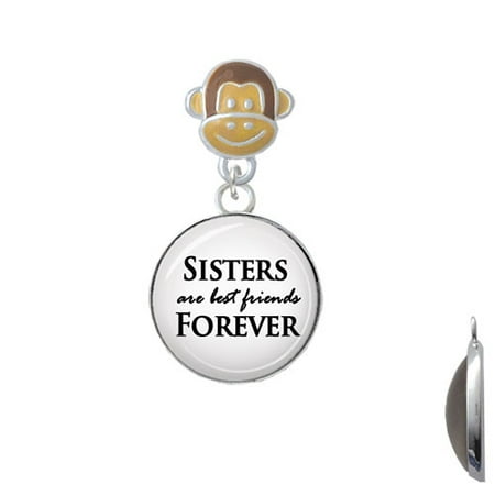 Domed Sisters are Best Friends Forever - Monkey Face Charm Bead