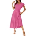 thumbnail image 1 of Vestido cruzado con escote en V, cinturón floral pequeño PRETTYGARDEN, 1 of 7