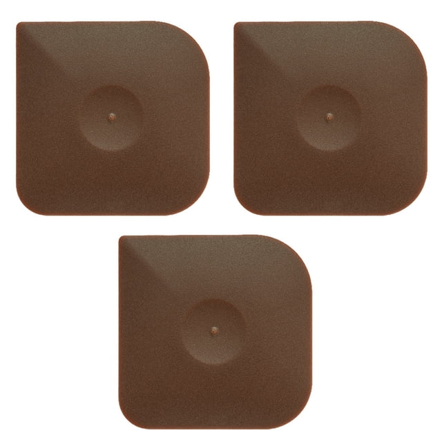 KAKOWELY 3pcs durable grill pan scrapers in coffee color, ideal for cleaning pans, skillets, woks, and bread cutting. Made of premium PC material, each scraper measures 2.36x2.36x0.12 inches. Features a non-skid design for comfortable handling and wear-resistant durability. Suitable for various kitchen tasks.