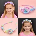 thumbnail image 6 of FROG SAC 2 Tie Dye Headbands For Girls, Satin Rosette Head Band For Kids, Ruched Headband Hair Accessories, Dressy Girl Hair Bands For Children, 6 of 9