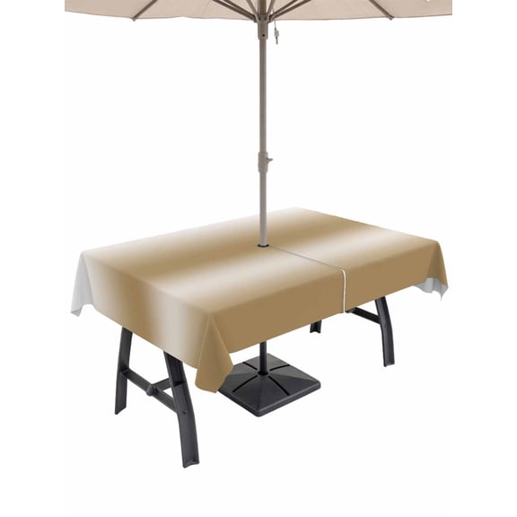 Outdoor Tablecloth with Umbrella Hole for Patio/Picnic/Party/Camping, Brown Ombre Waterproof Table Cloth Rectangle Table Cover Washable, Modern Gradient Abstract Aesthetics Art (60"x 102")