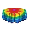 thumbnail image 5 of Colorful Rainbow Tie Dye Spiral Pattern Round Tablecloth 60"x60",Wrinkle Wipeable Table Cloth for Kitchen Dining Room Picnic Patio Party, 5 of 6