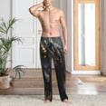 thumbnail image 5 of Vsdgher Black And Gold White Horse Print Mens Pajama Pants Sleep & Lounge Pants, PJ Bottoms With elastic waistb and Pockets, 5 of 5