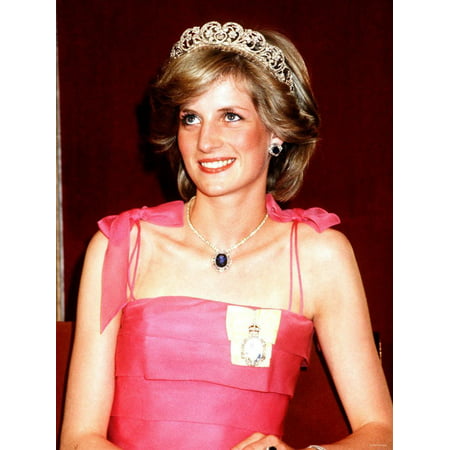 Princess Diana in Australia at the State Reception at Brisbane Wearing a Pink Dress and Tiara Print Wall Art