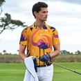 thumbnail image 3 of Fuzoiu Vibrant Flamingo Illustration Print Men's Polo Shirts Short Sleeve,Golf Shirts for Men,Mens Golf Shirt Moisture Wicking Quick-Dry-Medium, 3 of 6