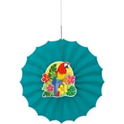 Angle View: 12" Tropical Island Luau Tissue Paper Fan Decoration