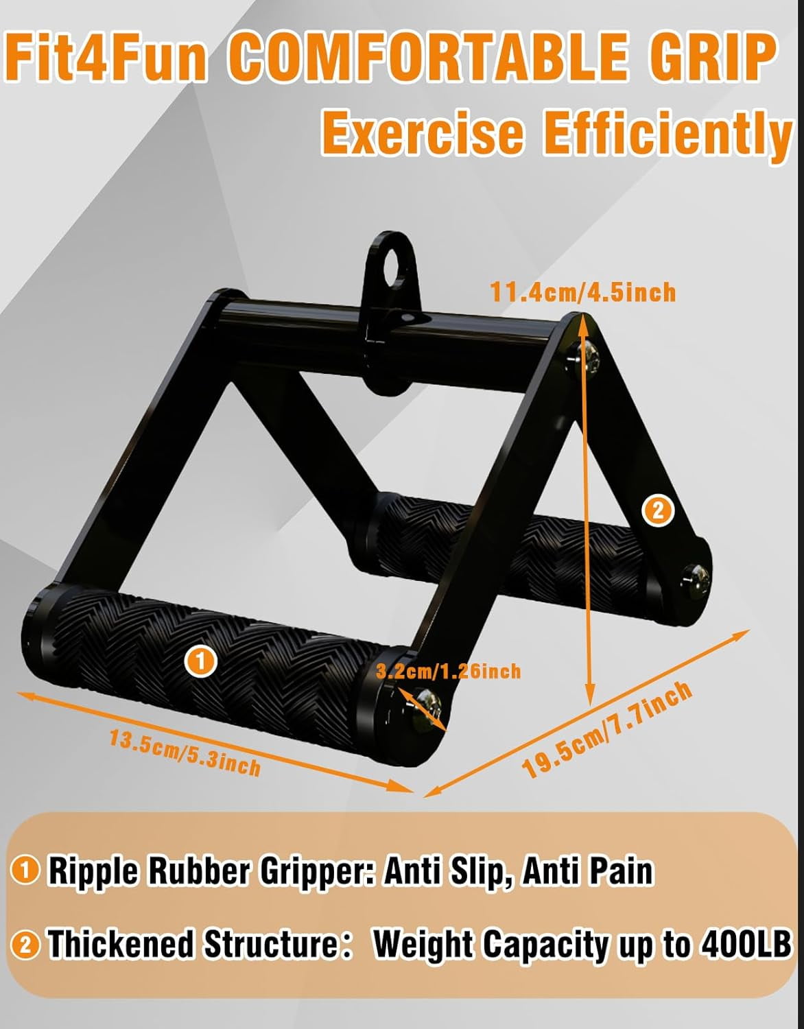 Fitarc Double D Row Handle Cable Attachments For Gym, Non-Slip V Bar Attachment For Home Gym Equipment, T Bar Row Attachment For Back Training, Lat Pulldown Attachments And Cable Machine Attachment - View #13