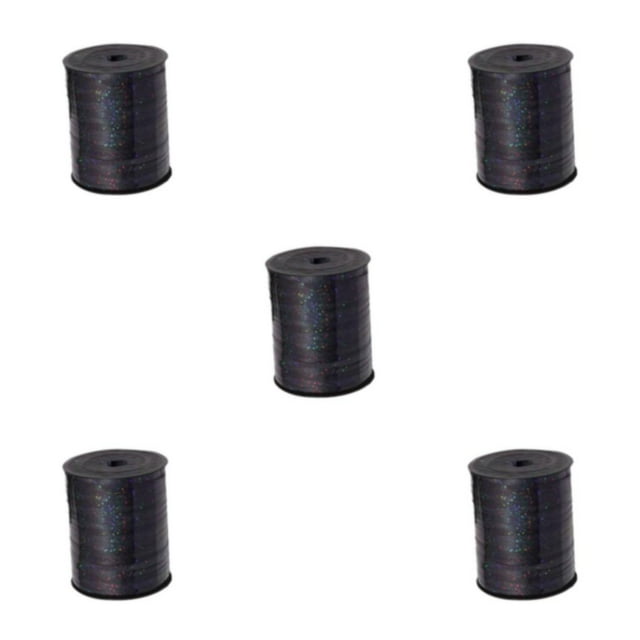 Youkk Plastic Ribbon Sparkling And multifunctional For Wedding And Party Decorations Sturdy Golden Curled Ribbon balck 5Set