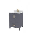 thumbnail image 3 of Ayna Decors Rooh 24 in Charcoal Grey Bathroom Vanity Set with White Quartz Countertop | Ceramic Sink | 2 Soft Closing Doors | 1 Full Extention Soft Close Drawer | Gold Hardware, 3 of 10