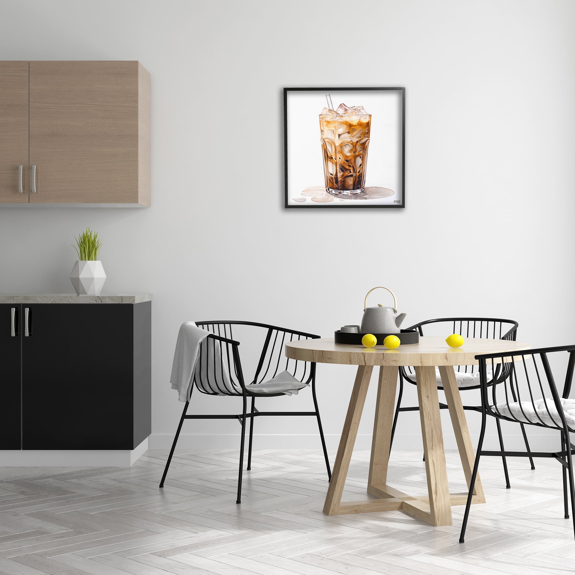 Stupell Industries Coffee with Swirled Milk Food & Beverage Painting Black Framed Art Print Wall Art, 24 x 24