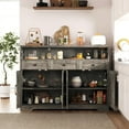 thumbnail image 4 of Veanerwood Farmhouse Buffet Cabinet with Drawers, Sideboard with Storage, Kitchen Pantry Cabinet Hutch, Wood Coffee Bar Station Cabinet for Kitchen, Dining Room, Livingroom, 52" L Rustic Grey, 4 of 8