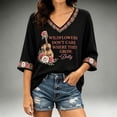 thumbnail image 5 of Dolly Memorial T-Shirt, Parton Country Music Tee Women Versatile V Neck 3/4 Sleeve Casual T Shirt, 5 of 5