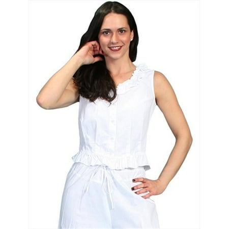 scully rangewear women's rangewear ruffled sleeveless top white large