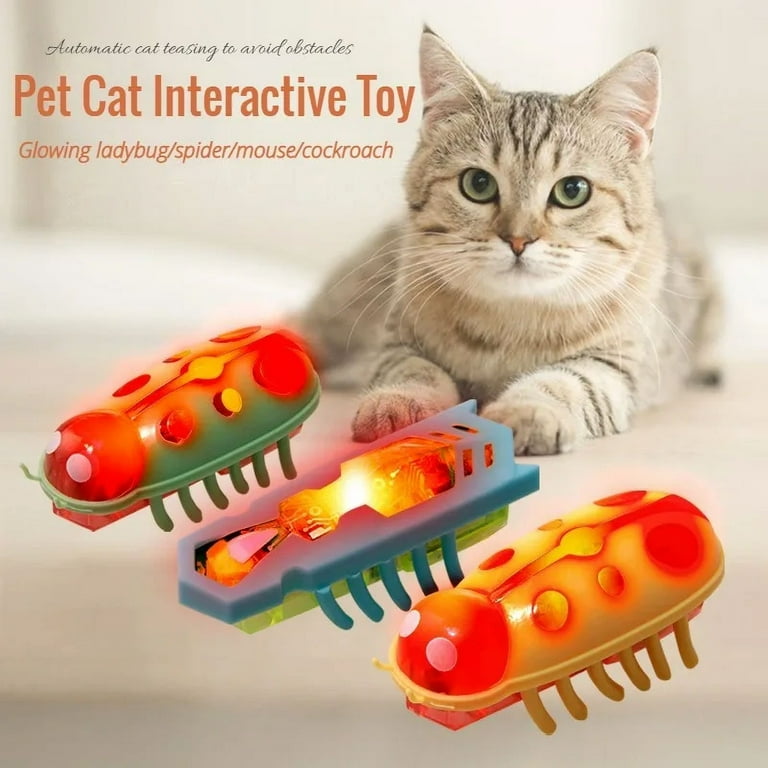 Pet Cat Toys Interactive Mini Electric Glowing Bug Toy Cats Escape Obstacle Automatic Flip Toy Battery Operated Vibration Beetle ladybug6 Walmart