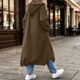 thumbnail image 4 of BLVB Girls Zip up Hoodies Oversized Long Tunic Sweatshirts Casual Long Sleeve Fall Trendy Hoodie Jacket Coat(Brown,8-9 Years), 4 of 7