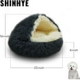 thumbnail image 2 of Cat Bed Round Plush Fluffy Hooded Cat Bed Cave, Cozy for Indoor Cats or Small Dog beds, Soothing Pet Beds Doughnut Calm Anti-nxiety Dog Bed - Waterproof Bottom Washable (23×23inch, Dark Grey), 2 of 11