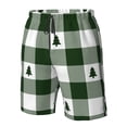 thumbnail image 6 of Uemuo Green White Lumberjack Plaid Pattern Men's Swim Trunks Hawaiian Beach Bathing Suit Swimsuits Beach Quick-Dry Shorts with Pockets-Medium, 6 of 9