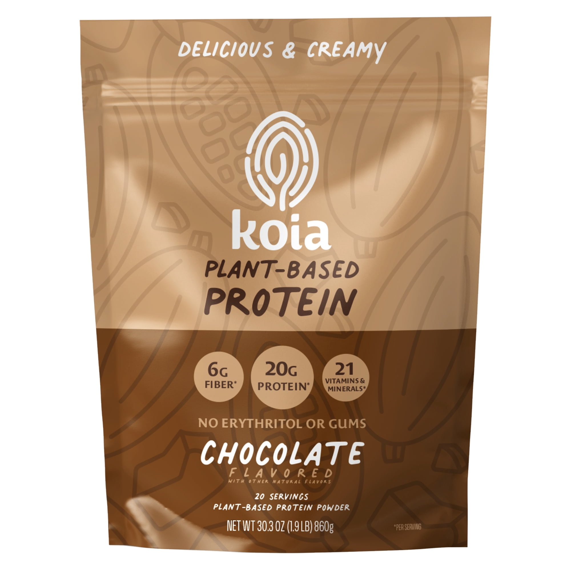 Koia Powder, Plant-Based Protein with Prebiotic Fiber, Chocolate