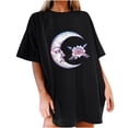 thumbnail image 2 of Puntoco Blusa de manga corta informal con estampado de sol y luna vintage para mujer Puntoco Puntoco-3482, 2 of 8
