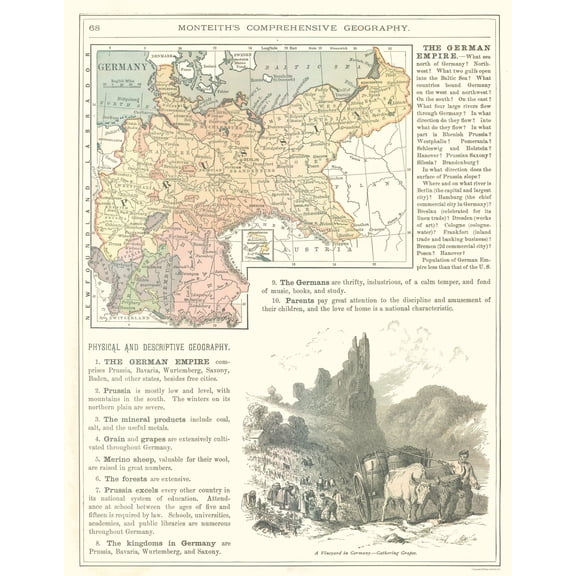 Historic Map - Germany - Monteith 1882 - 23 x 29.52 - Vintage Wall Art
