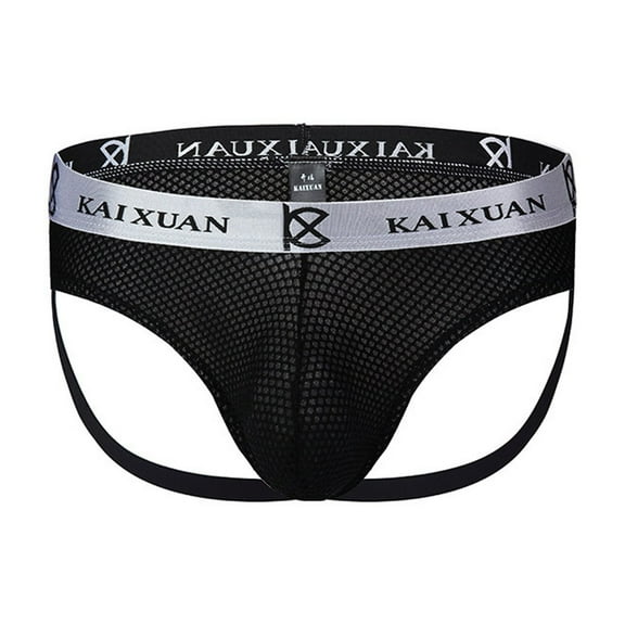 Arnsht Men's Fashion Sexy Erotic Panties Stretchy Low Waist Solid Color Triangle Panties Underwear Breathable Thong Briefs Black L