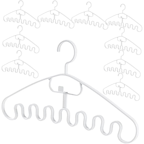 10 Pack White Wavy Hangers Space Saving PP Closet Organizer Rack