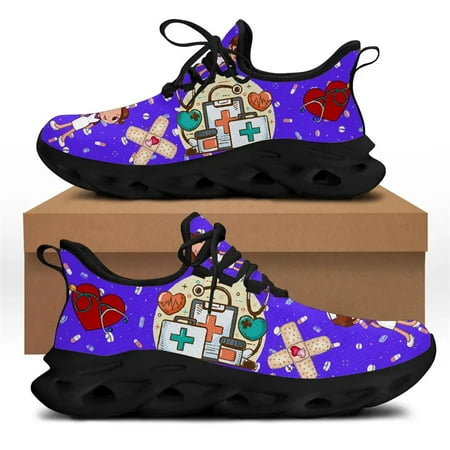 

Luxury Designer Sport Shoes Women Sneakers Nursing Shoes Cartoon Nurse Doctor Medical Print Light Lace-up Flats Ladies Footwear